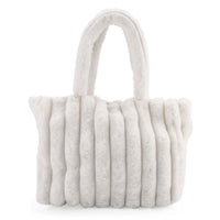 Tamsy White Polyester Faux Fur Shoulder Bag (14.96"×10.63")