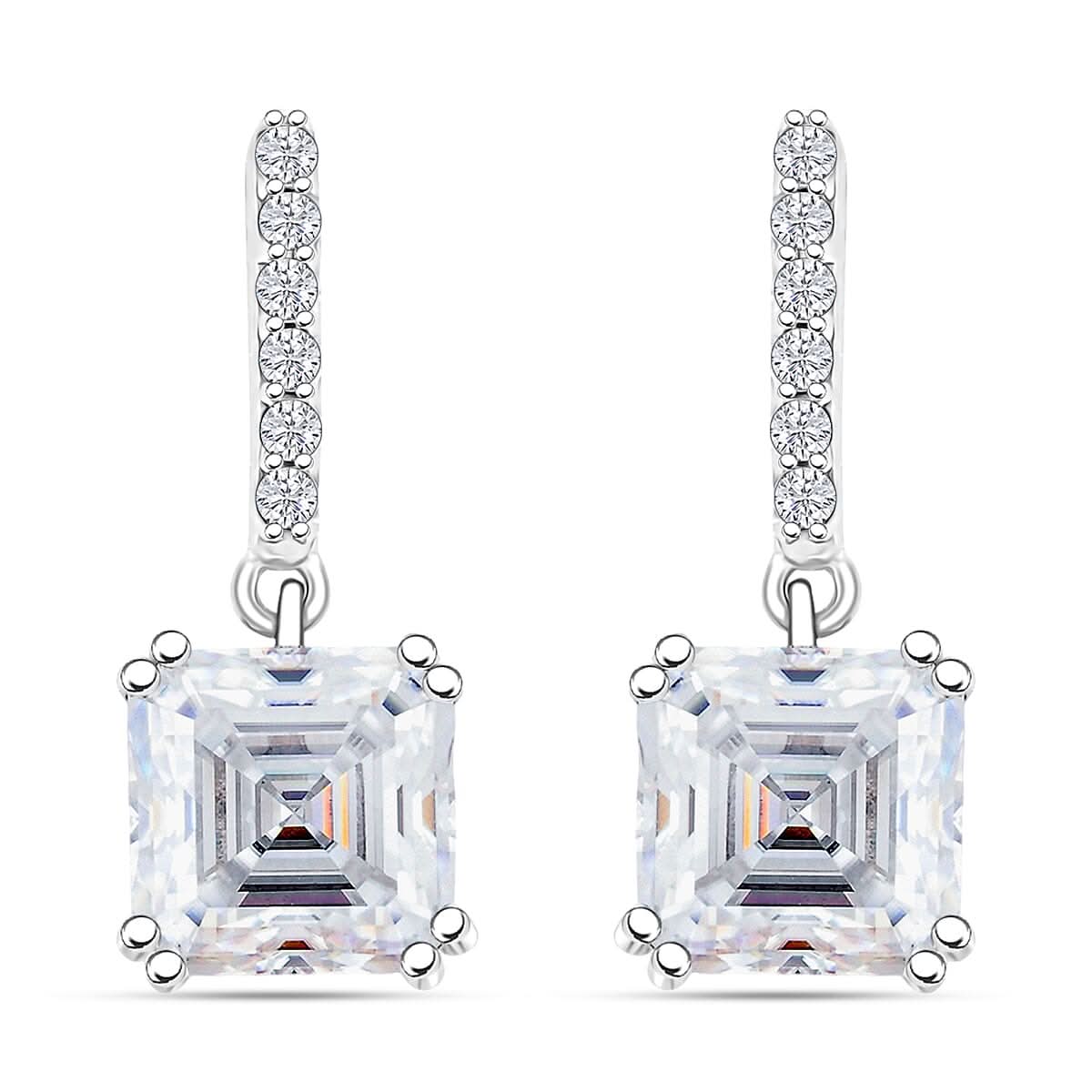 Princess Cut Moissanite 5.20 ctw Earrings in Sterling Silver