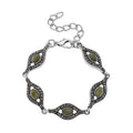 Connemara Marble and Austrian Crystal Beaded 22.00 ctw Irish Eye Bracelet in Silvertone (6.5-8.5In) - Sticky add to cart bar