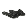 LOVE 83 Black Denim Stud and Rhinestone Slides - S - Sticky add to cart bar