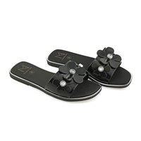 MATERIAL GIRL Black Floral EVA Slides - L