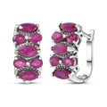 D'Joy Niassa Ruby (FF) 3.70 ctw Hoop Earrings in Rhodium Over Sterling Silver - Sticky add to cart bar