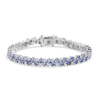 D'Joy Tanzanite, Moissanite Blue Sky in Night Bracelet in Rhodium Over Sterling Silver (6.50 In) 10.80 ctw