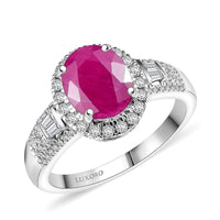 Luxoro 10K White Gold AAA Montepuez Ruby, Diamond (G-H, I2) (0.55 cts) Ring (Size 6.0) (4.29 g) 3.52 ctw