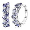 D'Joy Tanzanite and Moissanite 4.00 ctw Hoop Earrings in Rhodium Over Sterling Silver - Sticky add to cart bar