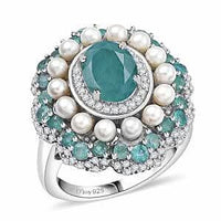 D'Joy Premium Grandidierite, Multi Gemstone Ring in Rhodium Over Sterling Silver (Size 6.0) 3.50 ctw
