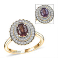 Certified & Appraised Luxoro AAA Madagascar Color Change Garnet and I2 Diamond 2.00 ctw Ring in 10K Yellow Gold - Sticky add to cart bar