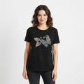 Tamsy Black Butterfly Design Short Sleeve Shirt - One Size Fits Up to XLarge - Sticky add to cart bar