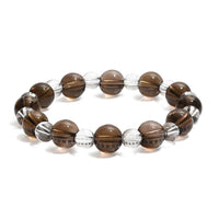 Brazilian Smoky Quartz and White Crystal Quartz 115.00 ctw Beaded Stretch Bracelet