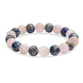 Galilea Rose Quartz and Sodalite 140.00 ctw Beaded Stretch Bracelet - Sticky add to cart bar