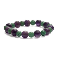 Green Aventurine and African Amethyst 115.00 ctw Beaded Stretch Bracelet