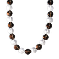 Brazilian Smoky Quartz and White Crystal Quartz 365.00 ctw Beaded Necklace in Platinum Bond 20 Inches