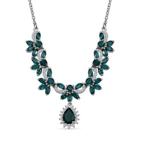 D'Joy Premium Grandidierite and Moissanite 4.65 ctw Necklace in Rhodium Over Sterling Silver 18 Inches
