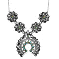 D'Joy Artisan Crafted White Buffalo and Royston Turquoise 54.10 ctw Squash Blossom Necklace 18 Inches in Sterling Silver - Sticky add to cart bar