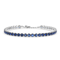 Simulated Aquamarine Color Diamond 9.65 ctw Bracelet in Silvertone (7.50 In)