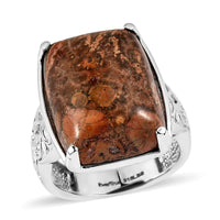EverTrue Poppy Jasper 17.50 ctw Solitaire Ring in Stainless Steel