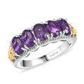 EverTrue African Amethyst  5 Stone Ring in 18K YG Plated and Platinum Bond (Size 10.0) 2.10 ctw - Sticky add to cart bar