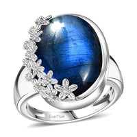 EverTrue AAA Malagasy Labradorite, White Zircon Ring in Platinum Bond (Size 10.0) 12.80 ctw