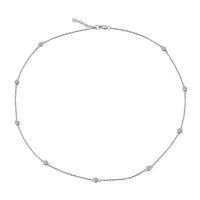 Luxuriant Lab Grown Diamond SI 1.00 ctw Station Necklace in Rhodium Over Sterling Silver 18 Inches