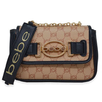 Closeout Bebe Black and Almond Jacquard Shoulder Bag