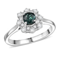 D'Joy Lagoon Tourmaline ,  Moissanite Ring in Rhodium OverSterling Silver 0.76 ctw (Size 10) 0.76 ctw