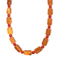 Baltic Amber and Coral Necklace in Platinum Bond 20 Inches - Sticky add to cart bar