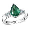 Luxoro AAA Kagem Zambian Emerald, Paraiba Tourmaline and I2 Diamond 2.40 ctw Ring in 10K White Gold (Size 8.0) - Sticky add to cart bar