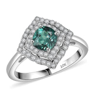 Certified & Appraised Luxoro AAA Pirineu Lagoon Tourmaline and I2 Diamond 1.19 ctw Ring in 10K White Gold