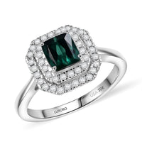 Certified & Appraised Luxoro 10K White Gold AAA Pirineu Lagoon Tourmaline, Diamond (I2) (0.35 cts) Ring (Size 10.0) 1.18 ctw