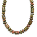 Unakite 265.00 ctw Tumble and Beaded Necklace in Stainless Steel 18 Inches - Sticky add to cart bar