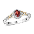 D'Joy Mozambique Garnet, White Zircon Ring in 18K Vermeil YG and Rhodium Over Sterling Silver (Size 5.0) 0.65 ctw - Sticky add to cart bar