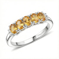 D'Joy Brazilian Citrine, White Zircon Ring in Rhodium Over Sterling Silver (Size 5) 0.90 ctw