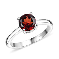 D'Joy Mozambique Garnet Solitaire Ring in Rhodium Over Sterling Silver (Size 5) 1.50 ctw