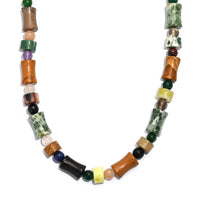 Multi Jasper, Multi Gemstone Necklace in Stainless Steel 190.11 ctw (18 Inches)