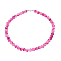 Peach Purple Watermelon Agate Beaded 335.35 ctw Necklace 18 Inches in Sterling Silver