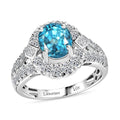 10K White Gold AAA Cambodian Blue Zircon, Luxuriant Lab Grown Diamond (G-H, SI) (0.65 cts) Ring (Size 10.0) 4.85 ctw - Sticky add to cart bar
