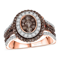 D'Joy Natural Champagne and White Diamond Ring in Rose Gold Over Sterling Silver (Size 10.0) 1.00 ctw