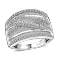 D'Joy Diamond Bridge Over Ring in Rhodium Over Sterling Silver (Size 8.0) 1.00 ctw - Sticky add to cart bar