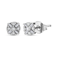 Doorbuster D'Joy Diamond Stud Earrings in Rhodium Over Sterling Silver 0.15 ctw