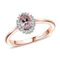 D'Joy Premium Pink Morganite, Diamond Ring in 18K Vermeil RG Over Sterling Silver (Size 10.0) 0.50 ctw - Sticky add to cart bar
