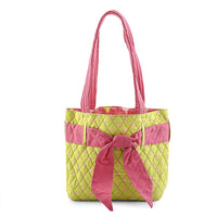 Vegas Closeout OK Green & Pink Polka Dot Quilted Shoulder Bag