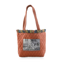 Vegas Closeout OK Burnt Orange Quilted Shoulder Bag with Photo Pocket