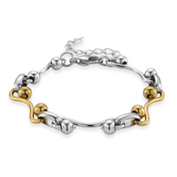 Wave Link Chain Bracelet in ION Plated YG and Stainless Steel (7.00 In)