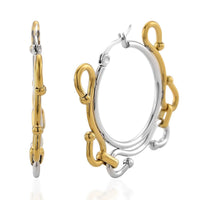 Wave Link Hoop Earrings in ION Plated YG and Stainless Steel