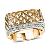 D'Joy Passport to Turkey White Zircon 0.50 ctw Ring in 18K Vermeil Yellow Gold Over Sterling Silver (Size 10.0)