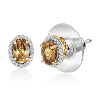 D'Joy Golden Turkizite and Diamond 1.20 ctw Earrings in 18K Vermeil Yellow Gold Over Sterling Silver