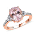 10K Rose Gold AAA Pink Morganite, Luxuriant Lab Grown Diamond (E-F, VS) (0.35 cts) Ring (Size 10.0) 4.10 ctw - Sticky add to cart bar