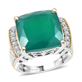 EverTrue Verde Onyx, White Zircon Ring 18K YG Plated and Platinum Bond (Size 10.0) 12.65 ctw - Sticky add to cart bar