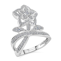 Luxuriant Lab Grown Diamond  Fancy Ring in Rhodium OverSterling Silver 0.75 ctw