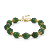 Verde Onyx 80.00 ctw Beaded Bracelet in Goldtone (7.50-9.50In)